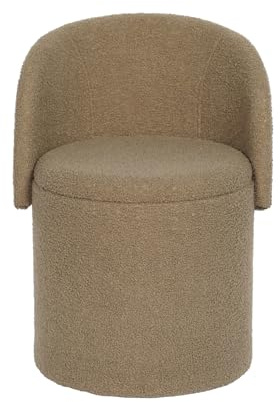 GC GAVENO CAVAILIA Boucle Round Stool Ottoman Storage Box with Lid, Natural | Vanity Stool |Hidden Storage |Removable Lid |Ottoman Folding Stool Foot Rest | Bench Seat Chair For Living Room, Bedroom