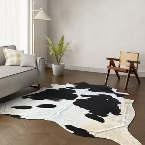 Wildlife Design Kuhfell Teppich – Schwarz-Weiß gefleckt (Gigant). Gigantisches Format 250×220 cm! Premium Naturfell, nachhaltig & tierfreundlich + GRATIS Lederuntersetzer