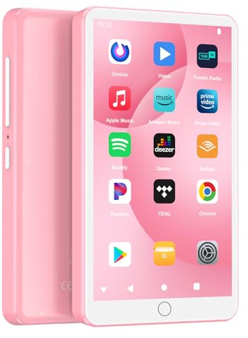 Fanvace MP3 Player Spotify mit WiFi und Bluetooth, Android MP4-Player für Kinder, 4.02 Zoll Touchscreen Musikplayer mit Audible, Amazon Music, Deezer, Play Store(3GB RAM & 16GB Pink)