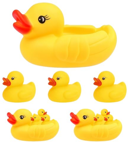MEISH 12 Pcs Rubber Ducks Squeak Float Rubber Duckies Bath Toys Yellow Bathtub Decorations Safety Big Mini Toy Matte Vinyl Cake Toppers Party Favors for Shower