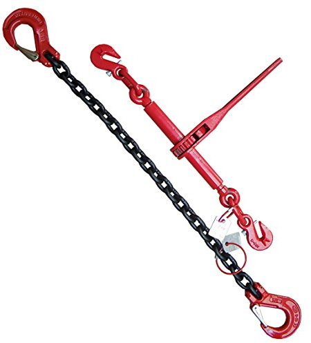 SHZ Zurrkette 4,0 m Nutzlänge 2-teilig mit Ratschenlastspanner LC 6.300 daN | Güteklasse 8, Nenndicke 10 mm, schwarz lackiert, Spannkette, Zurrmittel für Tieflader, Anhänger und Baumaschinen