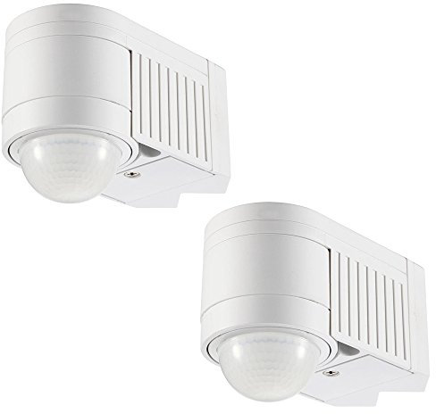 Litecraft Luton 360° PIR Motion Sensor Outdoor Corner Mount Fitting - (White, Pack of 2)