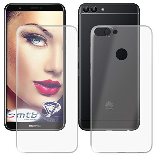 mtb more energy® Schutz-Hülle Twin Eco (Vorder- und Rückseite) für Huawei P Smart (5.65'') - 360 Grad Rundumschutz - TPU Case Cover Tasche