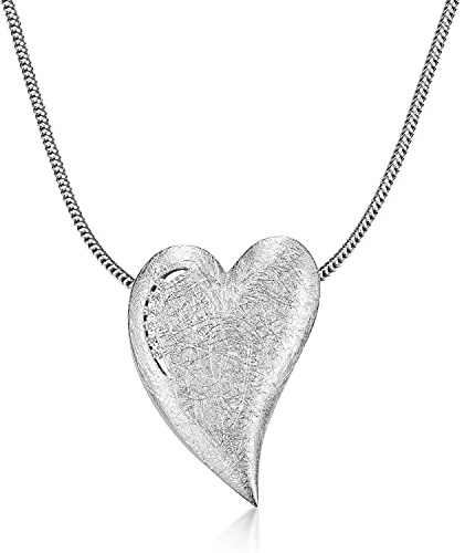 MATERIA by Matthias Wagner Herz Ketten Anhänger Silber 925 mattiert mit Zirkonia wahlweise mit Kette