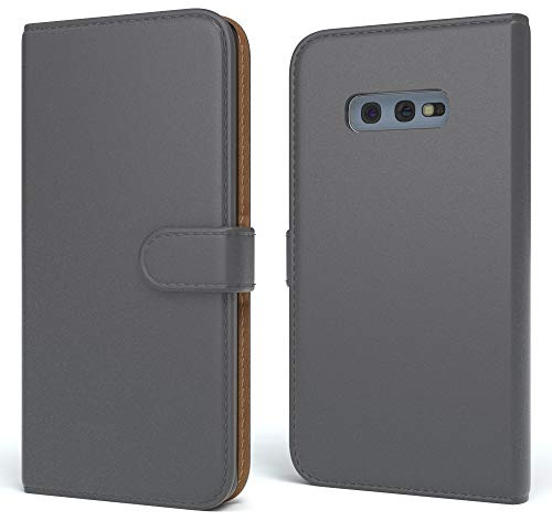 EAZY CASE Tasche kompatibel mit Samsung Galaxy S10e Schutzhülle mit Standfunktion Klapphülle im Bookstyle, Handytasche Handyhülle Flip Cover mit Magnetverschluss und Kartenfach, Kunstleder, Anthrazit