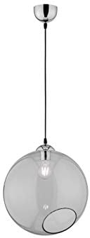 Reality Leuchten Pendelleuchte Clooney R30071954, Metall Chrom, Glas rauchfarbig, exkl. 1x E27