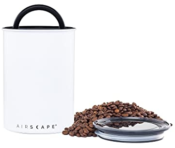 Planetary Design Airscape Edelstahl-Kaffeebehälter – Vorratsbehälter für Lebensmittel – Patentierter luftdichter Deckel – Erhaltung der Lebensmittelfrische durch überschüssige Luft (Medium, Mattweiß)