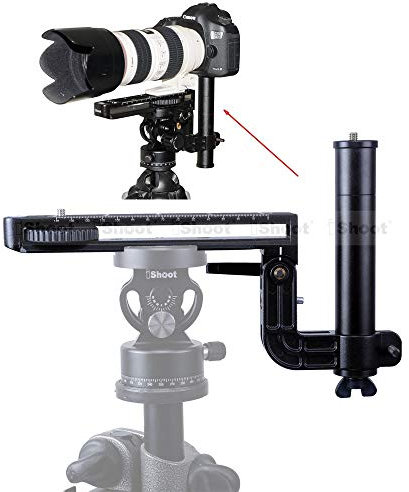 iShoot Foldable Telephoto Lens Bracket, All-metal Long-Focus Lens Support, Lens Holder with 20cm Quick Release Plate for Arca-Swiss Fit Tripod Ball Head, Compatible with Canon Nikon Sony Cameras