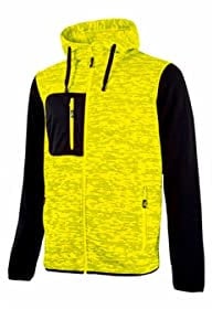 U-Power Rainbow, Felpa Full Zip, Con Tasche Ampie, Morbido Pile, Tessuto Cotone Stretch, Collo Alto, Cappuccio Regolabile, Abbigliamento Invernale Confortevole (YELLOW FLUO - M)