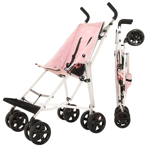 MobiQuip XL Disability Pushchair, Pink - Special Needs Stroller for Older Children up to 50kg - Lightweight Folding Aluminium Frame - Adjustable Footplate & 5-Point Harness - Smooth & Portable