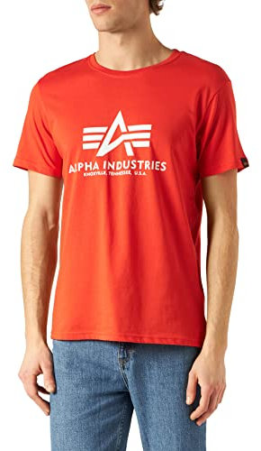 Alpha Industries Herren Basic T-Shirt, Blickdicht, Atomic Red, S