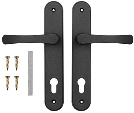 ADGO Türgriff Set für den Türeinsatzkeks 90 Links Rechts Türgarnitur Türdrücker Türklinke Drückergarnitur Aluminium Verzinkter Stahl (Schwarz)