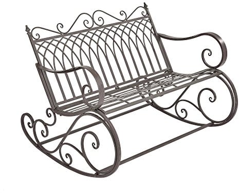 [en.casa] Schaukelbank Greenough 85x113x95cm Gartenschaukel für 2 Personen im Landhausstil Metall Dunkelgrün