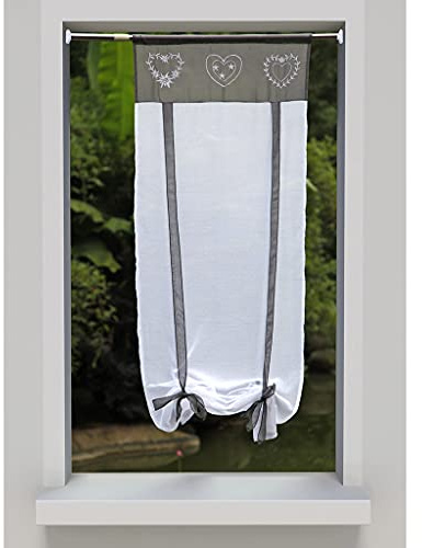 Smithoom 1 Panneau Store Romain à Poche pour Tringle Brodé Fenêtre Rideau Voilages pour Salon Chambre Balcon Cuisine Salle de Bain 60x120cm Beige