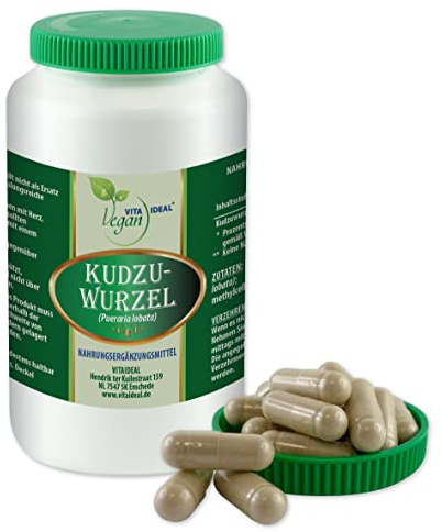VITA IDEAL Vegan® KUDZU - Wurzel 90 KAPSELN - Pueraria lobata - Tagesportion 900mg KUDZUWURZEL reines Pulver. Natürlich, pflanzlich & ohne Zusatzstoffe.