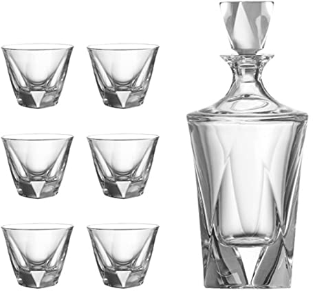 FAMYNGL Copa de Vino Whisky Decanter Copa de Vino Conjunto de Botellas de Vino Cuadrado Cristal Decantador Vino Copa de Vino Botella de Vino para Bar Party Family Webea