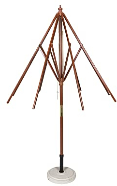 paramondo Sonnenschirm-Gestell für paramadera Holz-Sonnenschirm, stabiles Hartholz, Knickbar, Maststärke 48 mm, in 3 Höhen Verstellbar, Holzfarben Dunkel