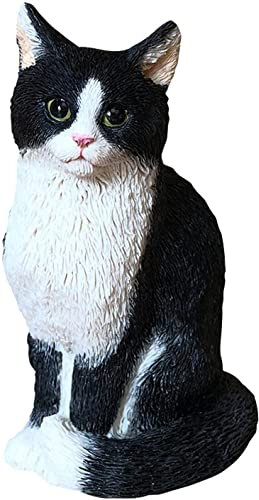 WQKING Katze Harz Outdoor Baum Skulptur Geschenk Garten Terrasse Rasen Outdoor Katze Statue (Schwarz)