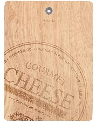 HOMLA Rubby Plateau à fromage rectangulaire en bois d'arbre de caoutchouc - Planche à fromage en bois - 31 x 23 cm - Couleur naturelle