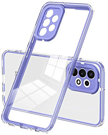 XINYEXIN Transparente Hülle für Samsung Galaxy A52 / A52 5G / A52S 5G, Farbigem Rand Handyhülle, TPU+PC Stoßstange Stoßfeste Kratzfeste Schutzhülle Crystal Clear Case Cover - Violett