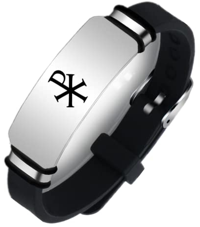 Einstellbare Silikon Christlich Christogram Symbol Armband für Unisex Katholische Griechische Buchstaben Chi XP Rho Name des Christus Amulett Symbolische Armreif für Frauen Männer Religiöse Geschenke