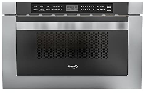 KoolMore 24 Inch Stainless-Steel Microwave Drawer with 1.2 cu. ft. Capacity, 1000W Power with 10 Custom Cooking Levels, Memory, and Timer Functions, Wall-Mounted with Flat Bottom (KM-MD-1SS)