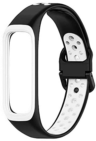 OcioDual Kompatibles Armband für S Galaxy Fit 2 Ersatzarmband Wasserdicht Atmungsaktiv Beständig Silikon Farbe Weiß/Blau