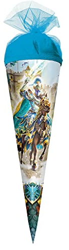 Gefüllte Motiv-Schultüte Ritter 35cm rund Tüllverschluss