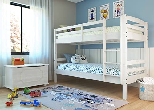 möbelando Etagenbett Annika aus Massivholz in Weiss. Abmessungen (BxHxT) 212x146,5x98,5 cm