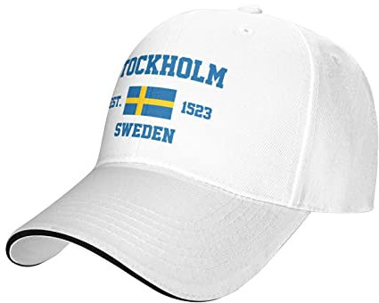 LOUJIN Sweden Est.1523 Stockholm Mesh Baseball Cap Laufmütze Reise Hüte Outdoor Verstellbare Sommer Caps Weiß, Schwarz , One size