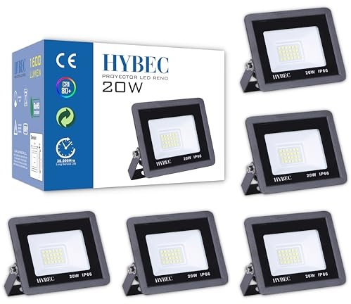 CLAR - LED Neutralweiß Strahler, Garten Wandleuchte, 20W Fluter für Garage, Baumstrahler Aussen 4000ºK (5er Pack)