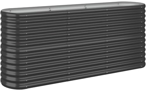 vidaXL Hochbeet, Wetterfestes Hochbeet für Garten Balkon Terrasse, Kräuterhochbeet zum Selber Bauen, Pflanzkasten aus Metall, Pulverbeschichteter Stahl Anthrazit