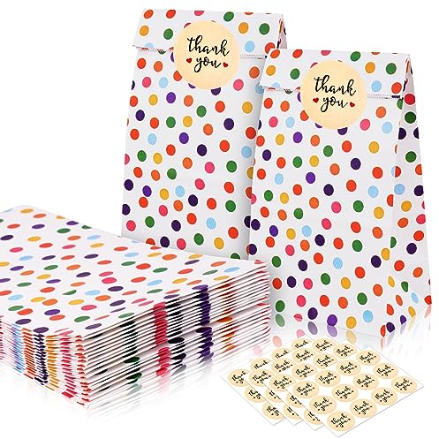 Flintronic 25 Stück Papiertüten, Geschenktüten Kindergeburtstage mit Aufkleber, 18 cm * 9 cm * 5,58 cm Candy Tüten zum Mitgebsel Kindergeburtstag Mädchen, Giveaways, Hochzeit
