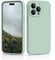CALOOP Slim-Fit for iPhone 14 Pro Case,Sturdy Shockproof Hard Frame Cover with Anti-Scratch Microfiber Lining,Skin Soft Liquid Silicone,Full Protection for Screen and Camera Lens (Mint Green)