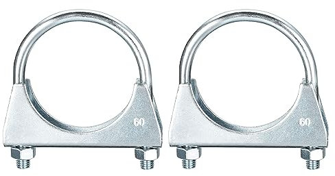 sourcing map Muffler U-Bolt Clamps for 60mm(2-3/8) Diameter Exhaust Tail Pipe, 2pcs Exhaust U Clamp Saddle Type U-Bolt Clamps