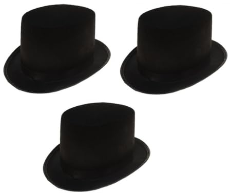 Sonnenscheinschuhe® Dreierpack: 3 x Zylinder Hut Erwachsene schwarz Fastnacht Fasching Karneval Kostüm schwarzer Zylinderhut
