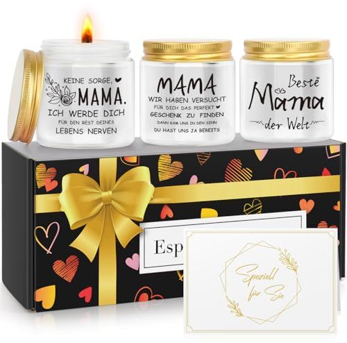 Geschenke für Mama Mutter Weihnachten Geburtstag Muttertag, Geburtstagsgeschenk für mama, Geschenke für Schwiegermutter, Erster Muttertag Geschenk, 3Pcs 3.5OZ Duftkerzen mit Grußkarte