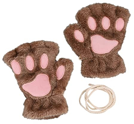 Aznever Katzenpfoten Handschuhe, Handschuhe Fingerlos, Damen-Mädchen-Winterhandschuhe Fäustlinge - Anti-verlorene Schnur-Handwärmer Für Outdoor-Sportarten Tippen Mit Touchscreen