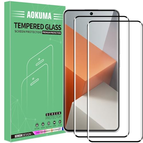 AOKUMA Tempered Glass for Xiaomi Redmi Note 13 Pro+ /13 Pro Plus 5G Screen Protector, Premium 3D Curved Edge Guard Film, Edge to Edge Full Screen Cover, work with most case(Black Edge)