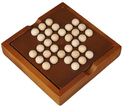 EHJRE Solitaire Brettspiel Aus Holz, Klassisches Pädagogisches Familienspiel für Teenager Und Kinder