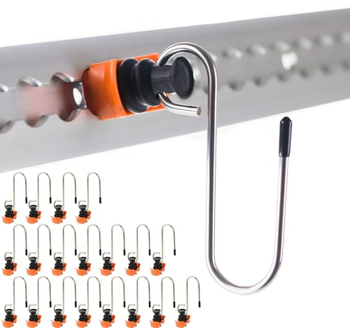 Safetytex Single Fitting mit Haken für Airlineschienen - 50 kg Tragkraft - 20 mm Lochdurchmesser - Zurrhaken aus Stahl/Kunststoff -Orange - 20 Stück