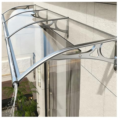ZHZHXR Auvent de Porte et Fenêtres avec Grand Évier,Auvent en Polycarbonate Marquise de Porte d'Entrée Contre La Pluie Et UV(0.6x1m/1.97x3.28ft)