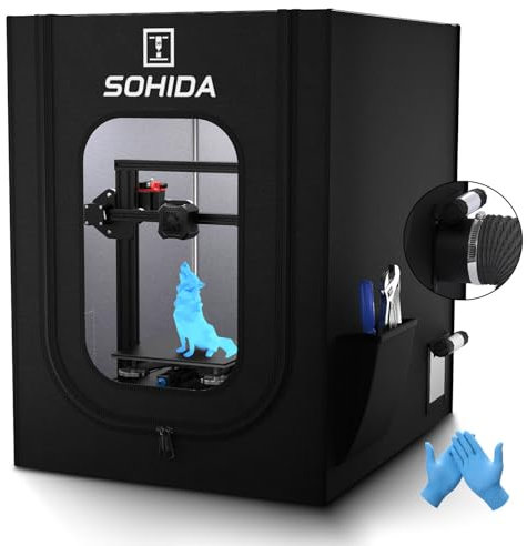 3D Printer Enclosure, Printer Cover with 72mm Exhaust Fan Port, Fireproof, Dustproof, Noise Reduction, for Ender 3/Pro/V2/S1/Anycubic Elegoo, Maintains Constant Temperature, 25.59x21.65x29.53