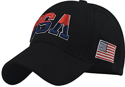 Baseballmütze für Damen und Herren, 2024, für Herren und Damen, neutrale Sommer-Amerika-Flagge, Stickerei, Baseballkappen, Schirme, große Hüte für Damen, Schwarz , One size