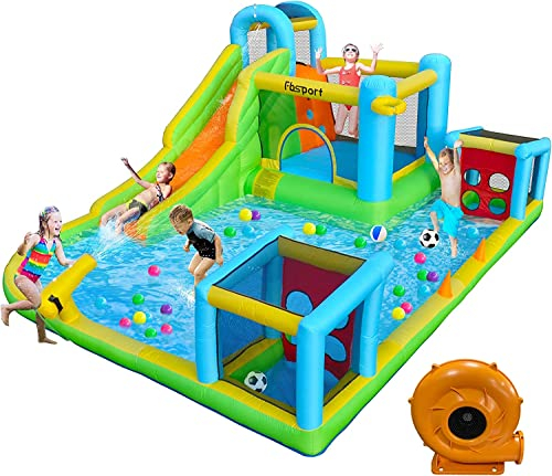 Castillo Hinchable Grande con Ventilador para niños Grandes 480 x 370 x 210 cm tobogán seco y de Agua, Adecuado para niños de 3 a 12 años, Castillo Children's Bouncy para Uso Interior o Exterior