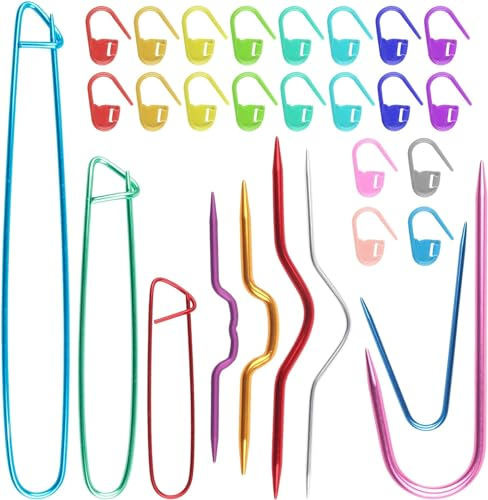29 Stück Maschenhalter,20 Stück Bunte Maschenmarkierer Stricken Häkeln & Stricken Zubehör Spitzen Stricknadeln with 6 Nähnadel Locking Stitch Maschenmarkierer häkeln für Stricken,Häkeln oder Basteln