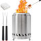 Feuerschale Klein Feuerstelle Feuerschale Tischkamin Outdoor Feuerkorb Feuertonne,betrieben mit Pellets oder Holz, Edelstahl- Tragbare Feuerstelle für Terrasse, Garten Diameter 22cm