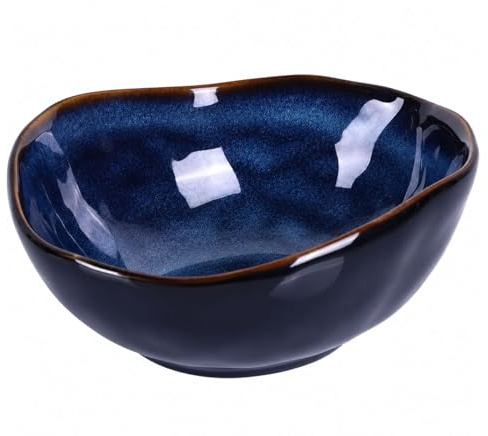 20,3 cm blaue Keramik-Schüssel, Eingangs-Tischdekoration, Töpferei, Schlüsselschale, Süßigkeitenschale, Salatschüssel, blaue Dekoration, kleine Schmuckschale für Schlafzimmer, Tafelaufsatz, Nachttisch