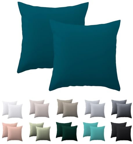 Nesture Kissenbezug 40 x 40 2er Set - kopfkissenbezug 40x40 cm Petrol, 100% Mikrofaser kissenbezüge mit Reißverschluss, Weich und Bügelfrei