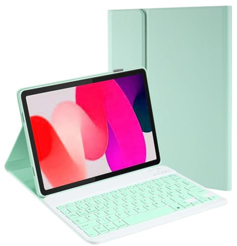 Jeloyutek für Xiaomi Redmi Pad SE 2023 Tastatur Hülle, QWERTZ Layout Magnetisch Abnehmbarer Tastatur mit Hülle für Xiaomi Redmi Pad Se 11 Zoll 2023, Grün
